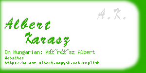 albert karasz business card